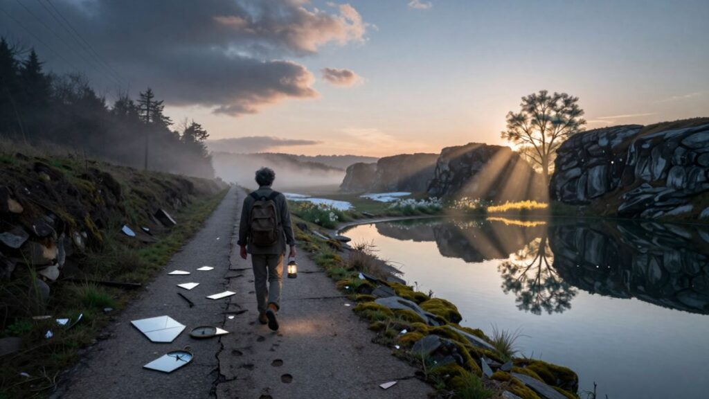 man walking in the mystic env