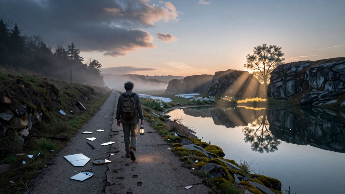 man walking in the mystic env