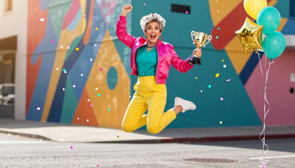 woman with a small win prize